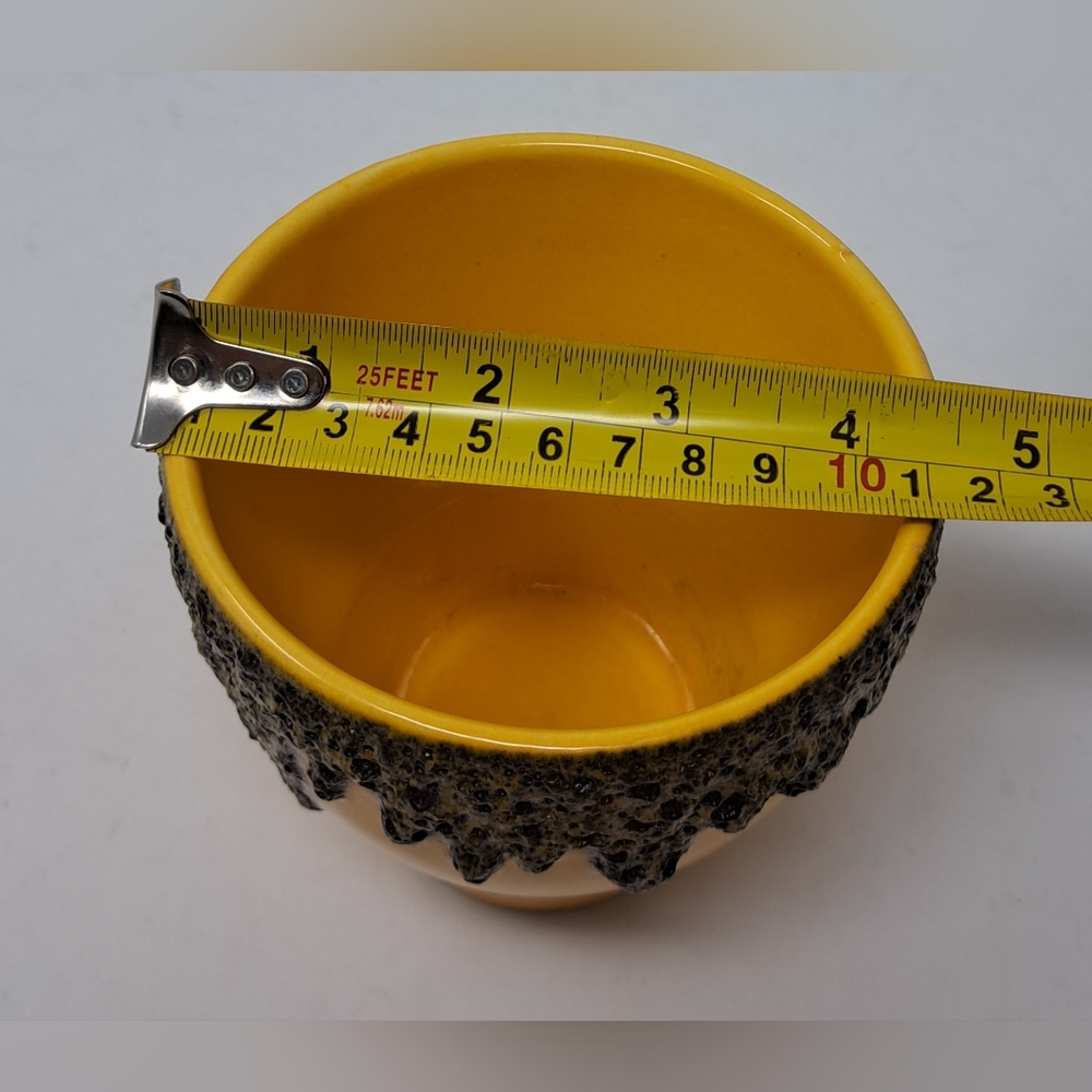 West Germany Fat Lava Flower Pot Vase MCM Mid Century Yellow Pottery Ceramics - Picture 11 of 13
